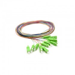 Pack de 12 Pigtails de fibra óptica de colores 2mts SC/APC G657A. 900um, monomodo 9/125. 360349