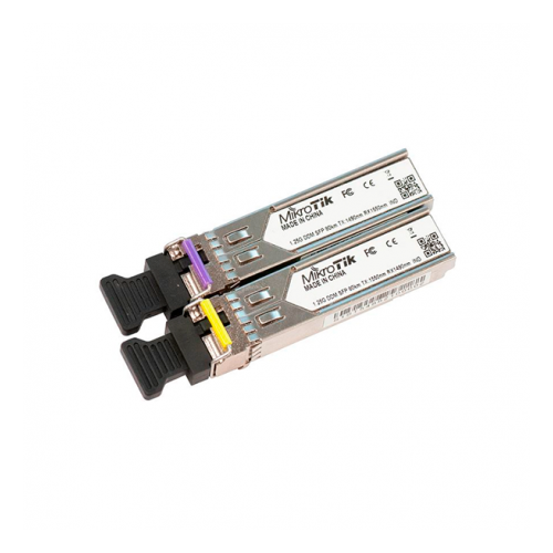 Pack de módulos SFP WDM (Tx y Rx por una sola fibra monomodo) con entrada conector LC/PC. Hasta 80kms