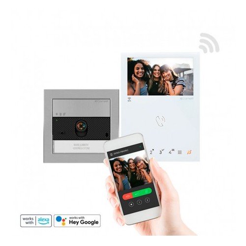 Video portero color, tecnología 2 Hilos. Nueva placa Mod. Ultra + monitor Mini Hands Free, con Wifi.