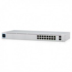 UniFi Switch 16 puertos GIGABIT (x8 POE+), 42W, 48V 802.3af/at y 2 puertos SFP fibra. RACK