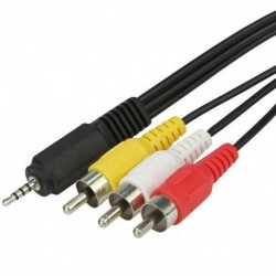 Cable 1,5 mts x1 conector jack macho y 3x RCA macho