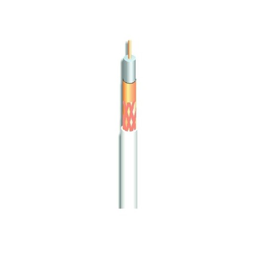 Cable coaxial cobre de 6.8mm. Malla y lámina de cobre, LSZH, 17dBi a 862 MHz y 28dB a 2150 MHz (interior),100 mts. Blanco
