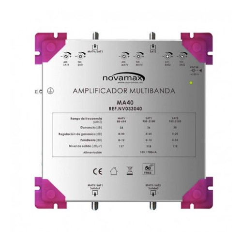 Amplificador línea/bombeo (ICT), 2 Entrada/2 Salida, 36dB/38db, 117/118 dBuV