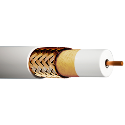 Cable coaxial cobre 10.3mm, dielectro de 1,63mm, 11.9dB a 860Mhz, malla y lámina de aluminio, PE negro, 300 mts