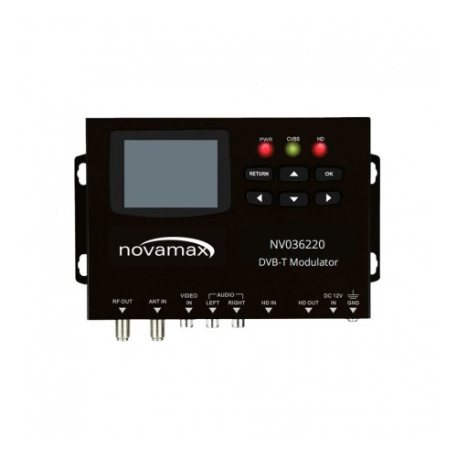 Modulador UHF/VHF/RF , 4K. DVB-T . QPSK/16QAM/64QAM. MER: &gt35dB. Pantalla LCD 2,4"  E: CVBS/HMDI