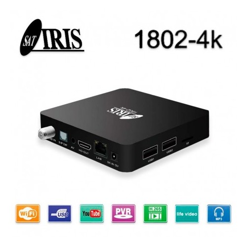 Receptor Linux SAT (S2)+ TDT (T2)+ Cable, 4K UHD, H.265, 1 Lector tarjetas